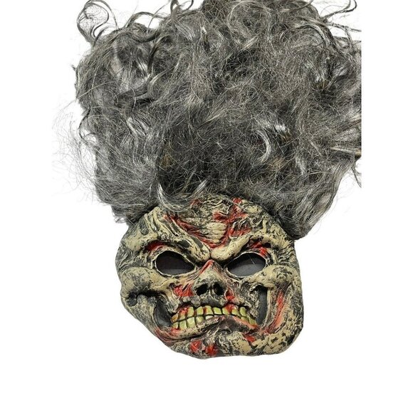 Vintage Rubber Face Teen Adult Halloween Mask Zombie Undead Gray Hair Scary - Picture 3 of 8